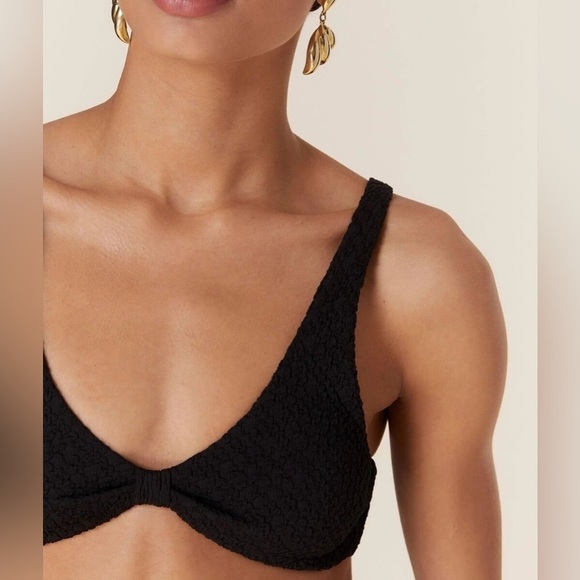 NWT Mindy x Andie The Amor Bikini Top in Black, Popcorn Texture, Size XL - Picture 4 of 10
